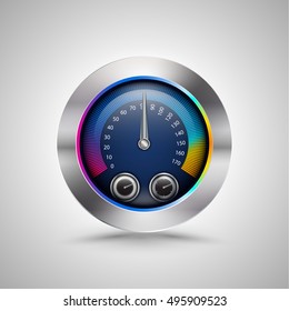 Shiny Colorful Speedometer isolated. Vector illustration.