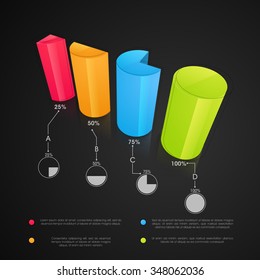 Shiny colorful statistical 3D bars for your Business reports and presentation.