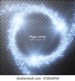 Shiny comet circle with glittering dust particles. Vector eps10.
