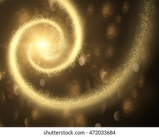 Shiny comet trail with glittering dust particles. Vector eps10.