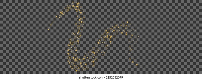 Shiny Confetti Background  Transparent Vector. Star Success Design. Golden Celebrate. Xmas Card. Gold Stars Ornament.