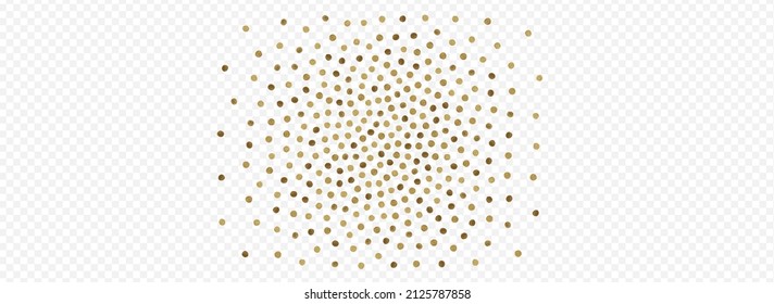 Shiny Confetti Golden Vector Panoramic Transparent Background. Light Dot Illustration. Golden Circle Bridal Banner. Dust Paper Wallpaper.