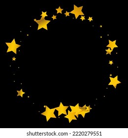 Shiny Confetti Vector Black Background. Luxurious Constellation Modern Banner. Stars Happy Invitation. Splash Holiday Design.