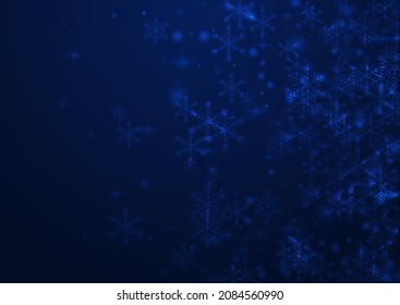 Shiny Confetti Vector Blue Background. Glow Glitter Stars Illustration. Magic Snowfall Wallpaper. Glow Dots Invitation.