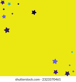 Shiny Constellation Vector Blue Yellow Background. Blue Starfall Glamour Banner. Star Modern Illustration. Night sky Blue Invitation.