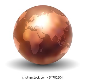 Shiny Copper Earth Globe (Vector)
