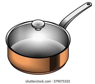 A shiny copper saucepan - for pasta, sauce and soup.