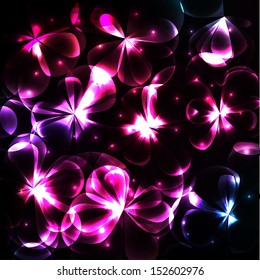 Shiny cosmic flowers background