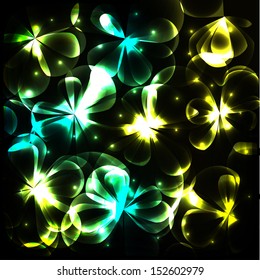Shiny cosmic flowers background