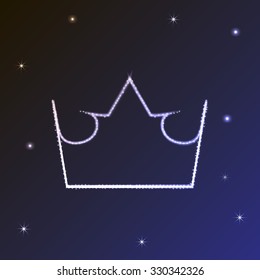 Shiny crown. Crown in the sky. The crown of stars. Symbol of royal power. Crown in space. The phenomenon in the sky. Vector image