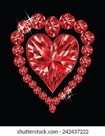 Shiny crystal love heart, vector illustration