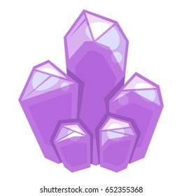 Shiny crystals isolated on white background, vector illustration.