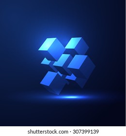 Shiny cube 3d vector background. Eps10.