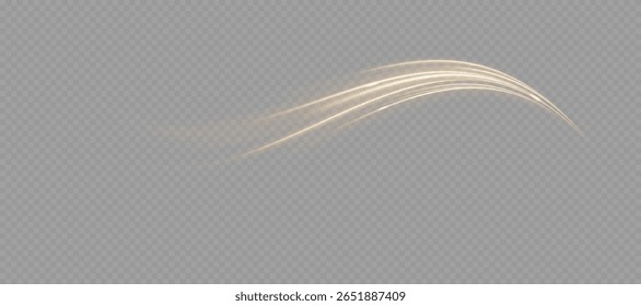 Shiny curved golden beam with radiant energy and magical sparkle glow. Perfect for luxury branding, golden light trails, UI shine, or decorative swirls in high-end visual compositions.