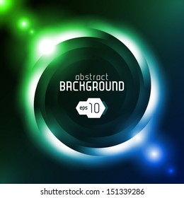 Shiny Dark Round Background Green Blue. Vector EPS10 