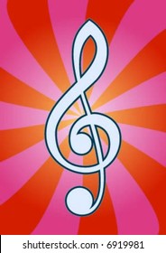 Shiny design treble clef with background