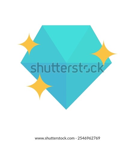 Shiny diamond. Accessory, luxury, wealth concepts. Flat vector design isolated illustration.