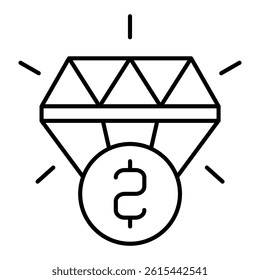 Shiny diamond with dollar thin line icon, jewelry concept. Vector graphics. Gemstone and coin, savings sign on white background, linear style for mobile or design
