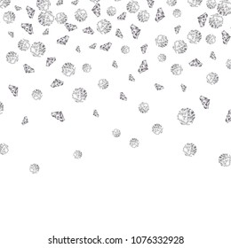 Shiny diamond gems falling isolated. Beautiful luxury jewelry brilliant elegance glowing stones.