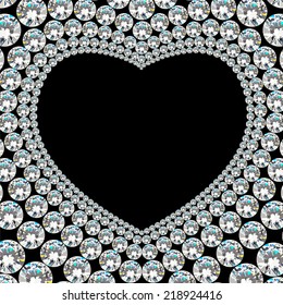 Shiny Diamond Heart Frame On Black Background