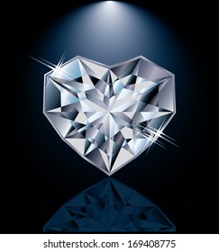 Shiny diamond heart, vector illustration