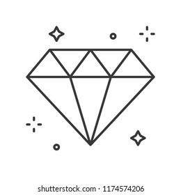 shiny diamond icon with glitter, editable stroke outline