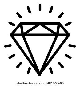 Shiny diamond icon. Outline shiny diamond vector icon for web design isolated on white background
