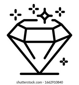 Shiny diamond icon. Outline shiny diamond vector icon for web design isolated on white background