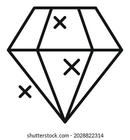 Shiny diamond icon outline vector. Brilliant gemstone. Stone gem