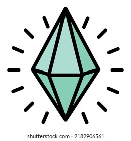 Shiny diamond icon outline vector. Gold jewel. Woman silver