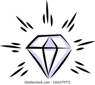 Shiny diamond, illustration, vector on white background.