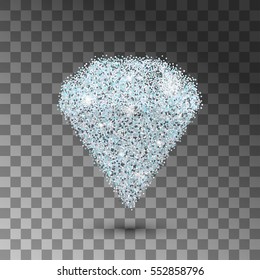 Shiny diamond, isolated on transparent. Vector element.