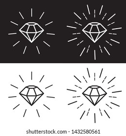 Shiny Diamond Line Art In 4 Versions