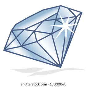 Shiny diamond, vector illustration.