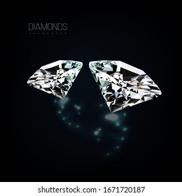 diamantes brillantes en el fondo oscuro. Ilustración vectorial de lujo.