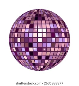 Shiny disco ball halftone photocopy stipple effect collage element with sparkling reflections isolated on white background for party and celebration theme