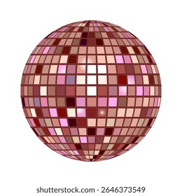 Shiny disco ball halftone photocopy stipple effect collage element with sparkling reflections isolated on white background for party and celebration theme