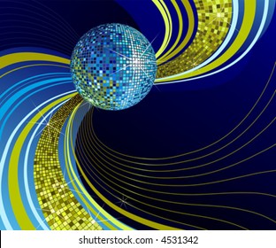 Una brillante bola de disco. Ilustración vectorial.