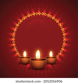 shiny diwali background with realistic diya design