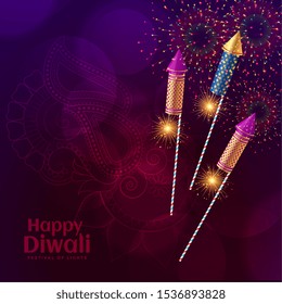 shiny diwali crackers firework celebration background design