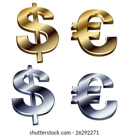 shiny dollar- and euro-signs