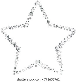 Shiny doodle stars. Many cute hand drawn stars on white background. Vector illustration for print, textile, paper.