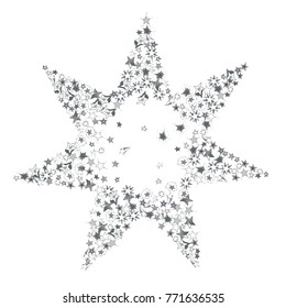 Shiny doodle stars. Many cute hand drawn stars on white background. Vector illustration for print, textile, paper.