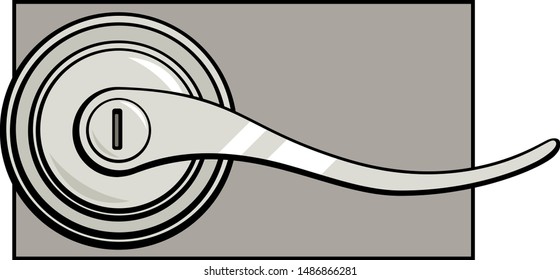 shiny door opening lever with keyhole illustration