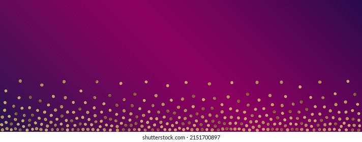 Shiny Dot Rich Vektor Panorama violetter Hintergrund. Weihnachten Confetti Muster. Gelbe Sequin festlicher Einladung. Regen Sie abstraktes Design.