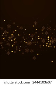 Fondo de Vector de puntos brillantes marrón. Invitación de nieve sutil dorada. Anuncio de confeti mágico. Tarjeta Glow Stars.