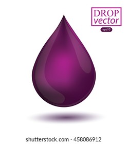 Shiny drop isolated on white background. Vector illustration.