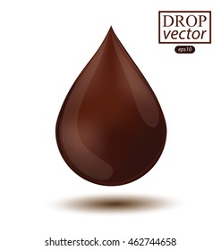 Shiny drop isolated on white background. Vector illustration.