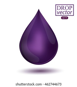 Shiny drop isolated on white background. Vector illustration.