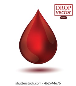 Shiny drop isolated on white background. Vector illustration.